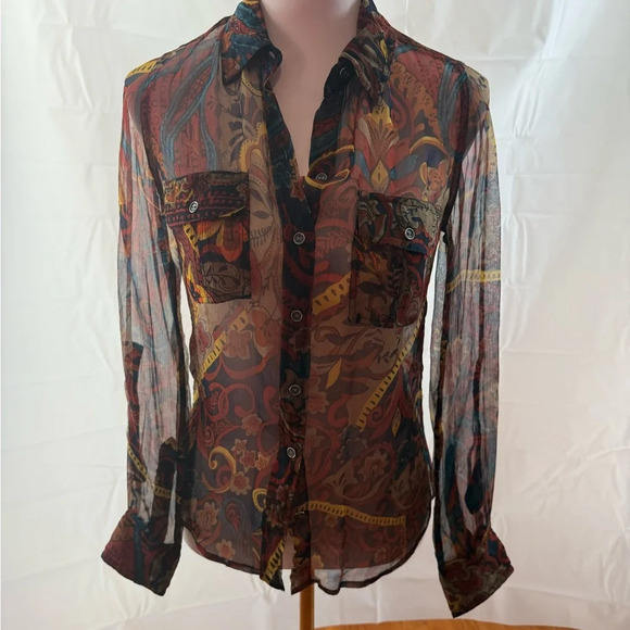 Lucky Brand Sheer Paisley Blouse - Picture 1 of 5